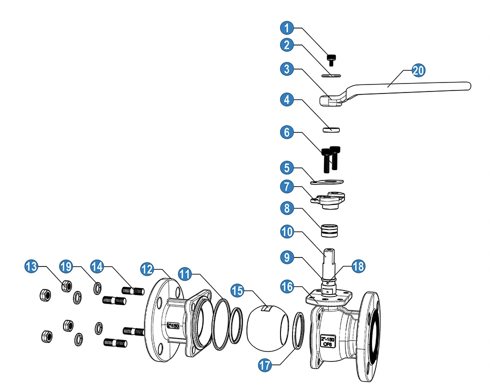 ANSI Class 150 Flanged Ball Valve with ISO 5211 Base for Actuator